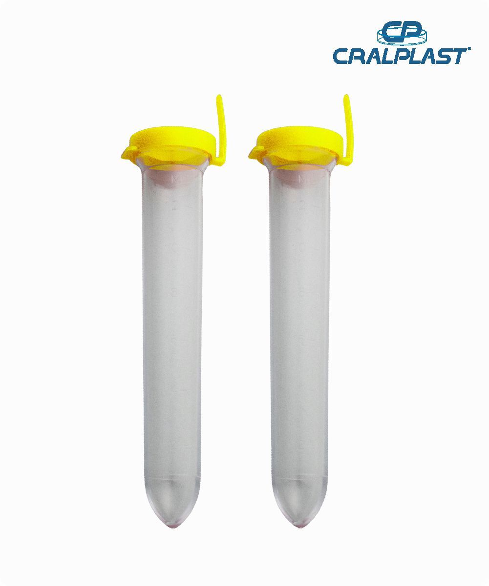 Tubo cônico PS 12mL com tampa  amarela